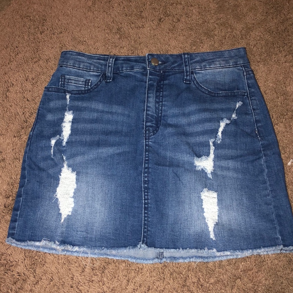 Distressed Jean Skirt
